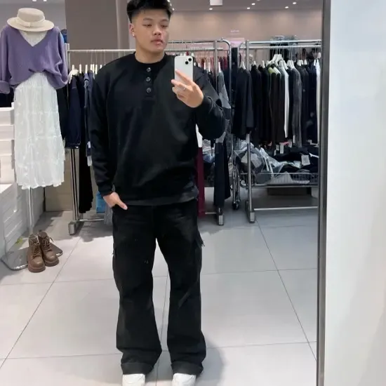 春季纯色商务休闲常规长袖Polo衫上衣衬衫修身polo