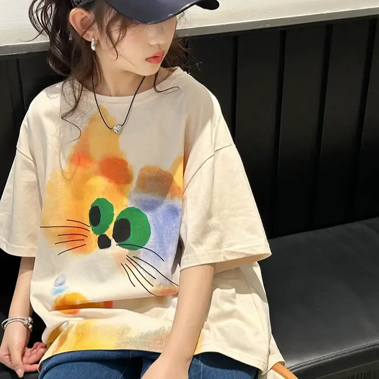 T恤打底衫宝宝衣服大童潮流新款女童短袖恤儿童宽松半袖可爱版