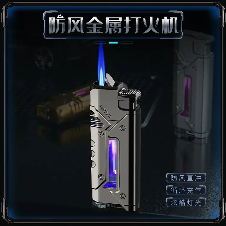 网红新款防风打火机机甲风格创意个耐用打火机高颜值合金炫酷可视