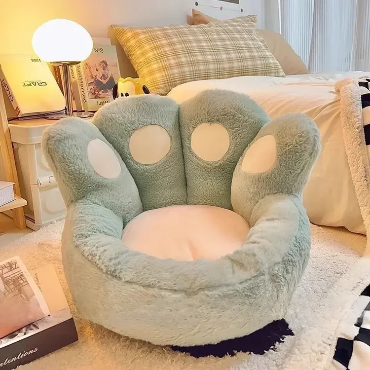 榻榻米猫爪坐垫靠背一体地上蒲团懒人坐墩卧室家用屁垫椅子厚垫子