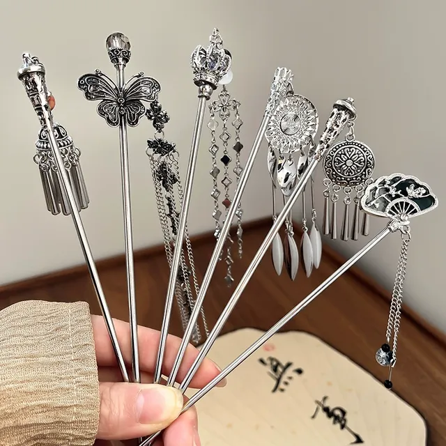新中式古风蝴蝶发簪女夏流苏步摇簪子复古后脑勺盘发神器发钗头饰