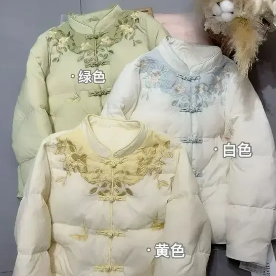 麻印女神正品新中式复古刺绣羽绒女宽松女装冬季中国风