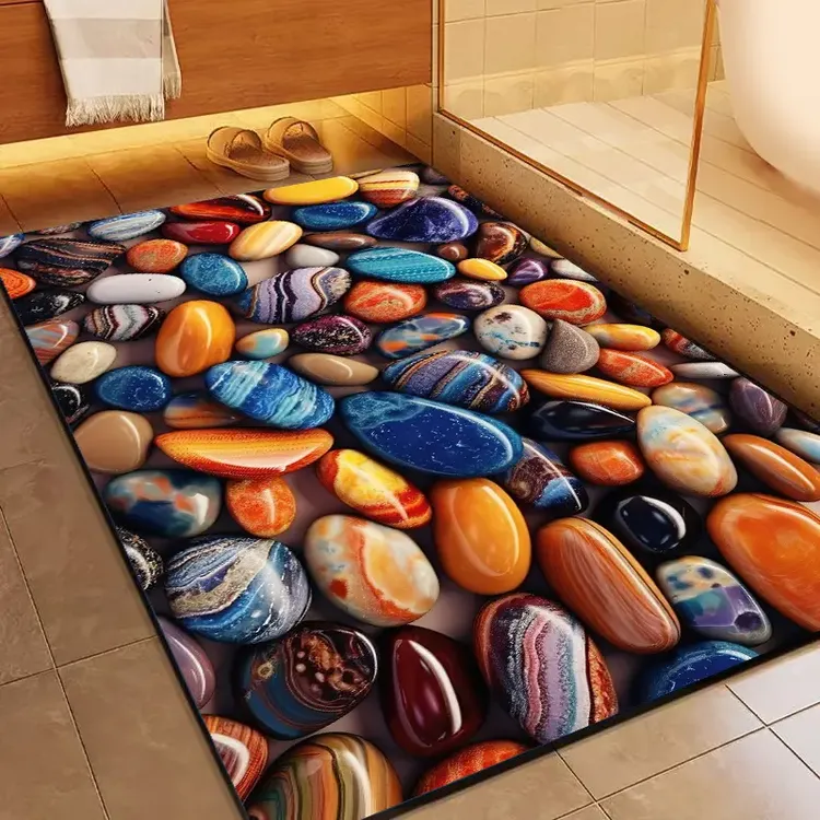 5D立体硅藻泥加厚吸水耐脏地垫卫生间浴室门垫入户进门垫大门口垫