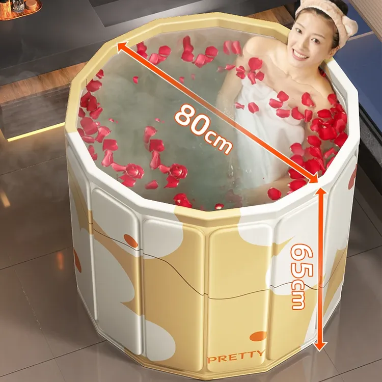 折叠加厚泡洗澡桶大人免安装侧板收纳家用保温儿童浴全身沐浴成人