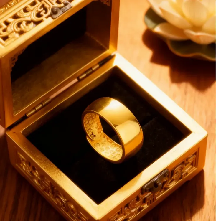 开口 大光面内百福戒 简约百搭戒指金色指环单质钾肥商品图