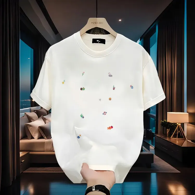 夏季简约韩版潮流短袖T恤青年男士百搭款休闲潮牌宽松圆领半袖