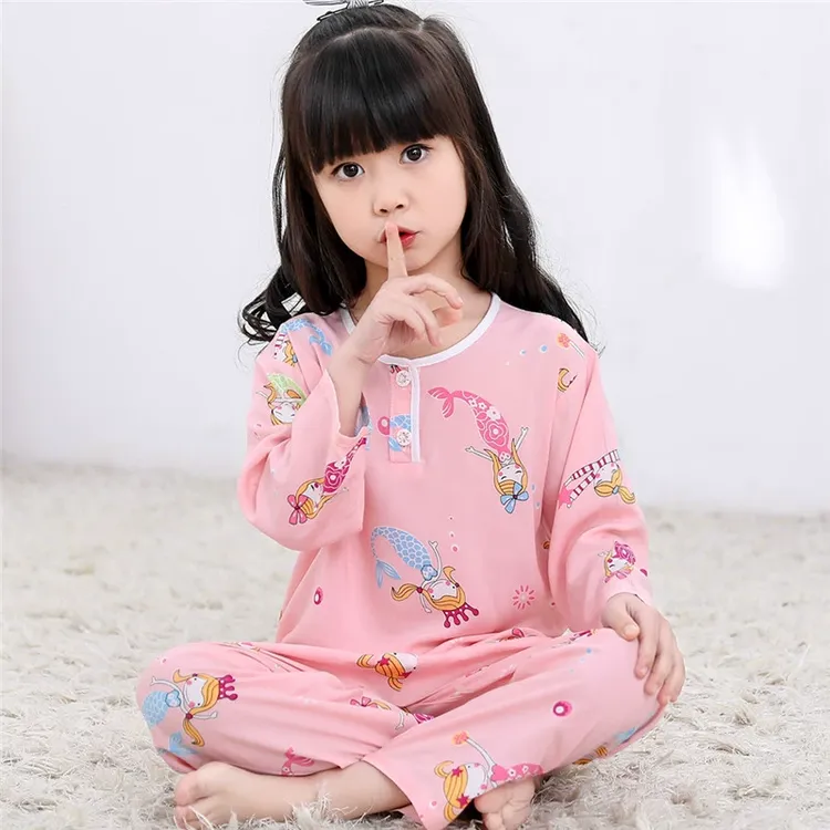 夏季儿童睡衣棉绸男童女童小孩子宝宝薄款绵绸空调卡通家居服套装
