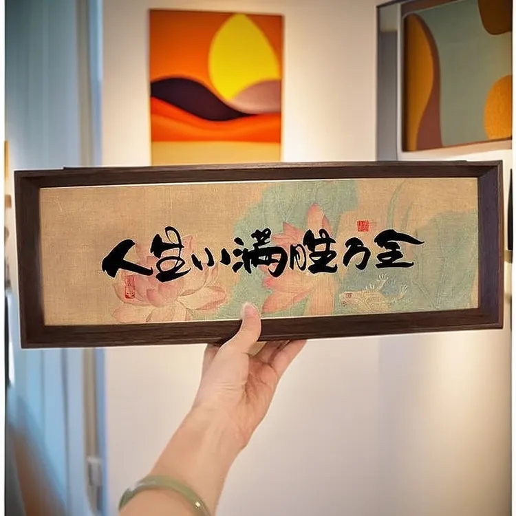 新中式书法相框横款字画摆台喜庆文字摆件装饰家居精致装饰摆件