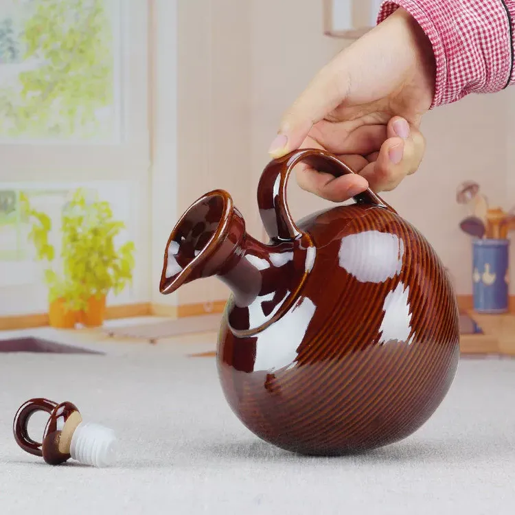 小酒壶酒坛子陶瓷土陶泡酒罐家用白酒仿古散装密封古典中式酒馆老