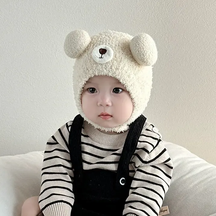 帽子秋冬护耳帽保暖可爱超萌宝宝针织毛绒帽男女宝婴儿护囟门帽