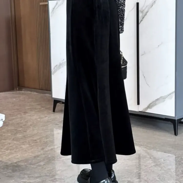 大码加绒高腰A字鱼尾半身裙秋冬显高显瘦显气质9918