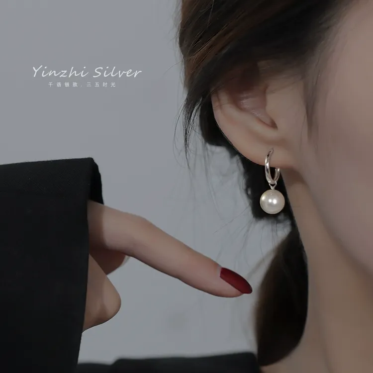925银耳饰 银耳环耳坠爆款仿珍珠耳饰女高级感耳扣小众气质耳钉