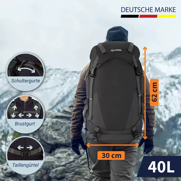 户外神包！细节太牛！德国徒步露营40L专业背负系统双肩包登山包