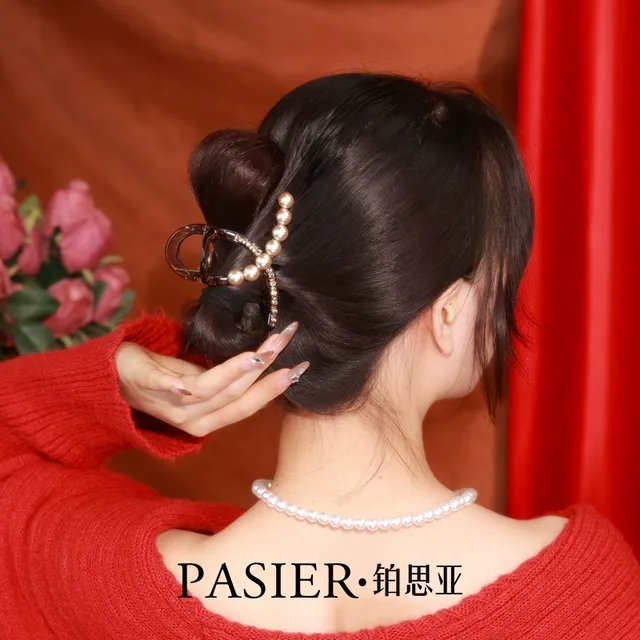 铂思亚金菊2025新款高端气质发夹女优雅温柔后脑勺高级感抓夹头饰