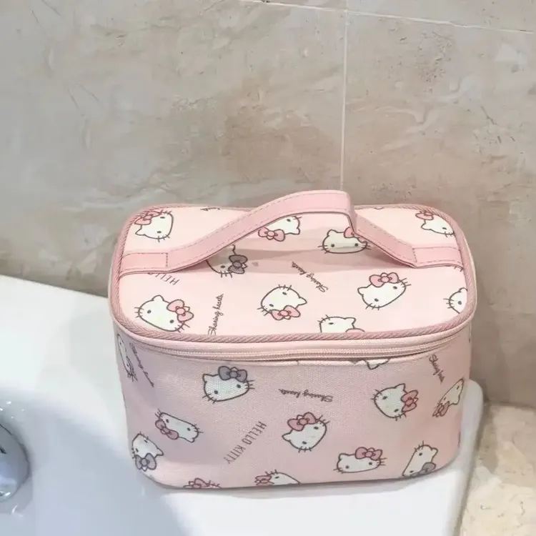 helloKitty可爱印花网红大容量手提化妆包便携式洗漱手提包收纳包