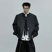 ArguE CulturE小众新贵立领条纹夹克高知感短款廓形排扣外套秋冬