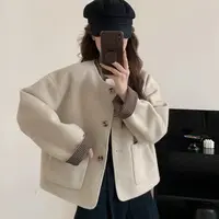 SUSU•【落月光】韩系拼接格子袖小个子加厚外套
