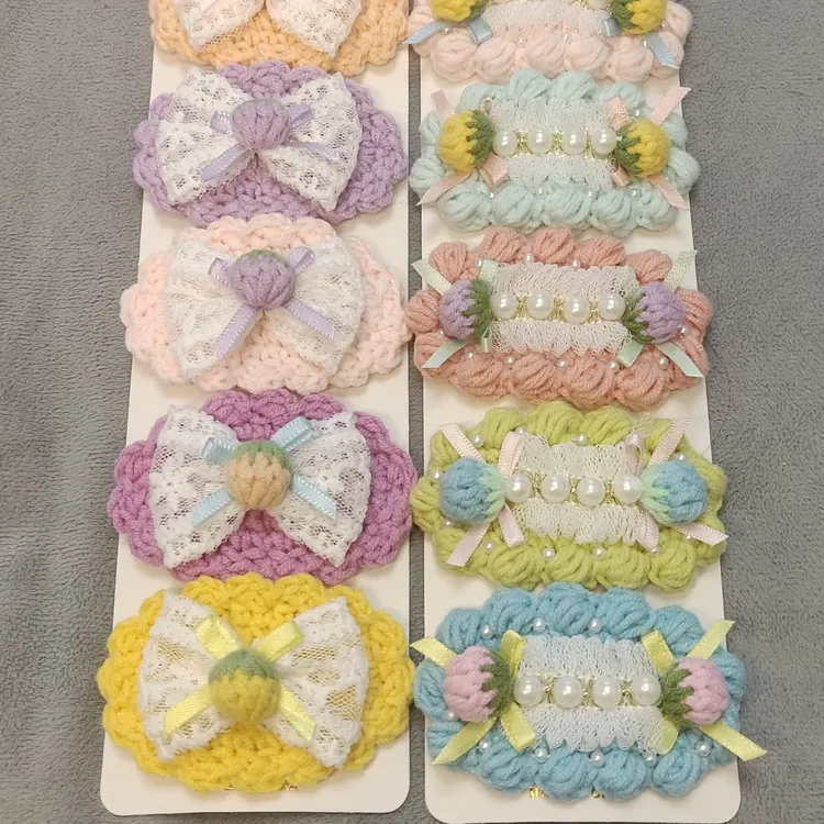 任选5个纯手工针织钩织可爱甜美童趣发卡头饰