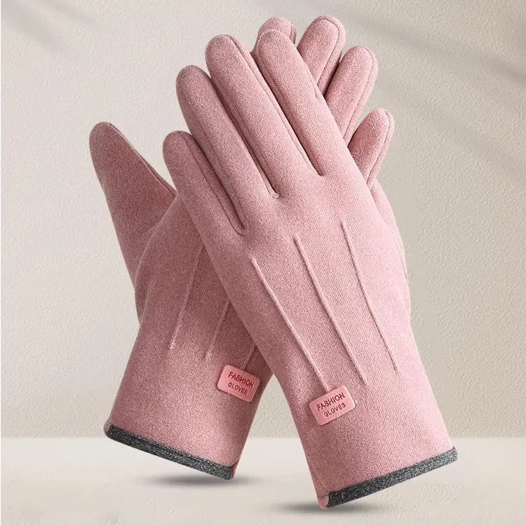 男女保暖手套秋冬季可触屏加绒户外骑行开车冬天加厚防风德绒防寒