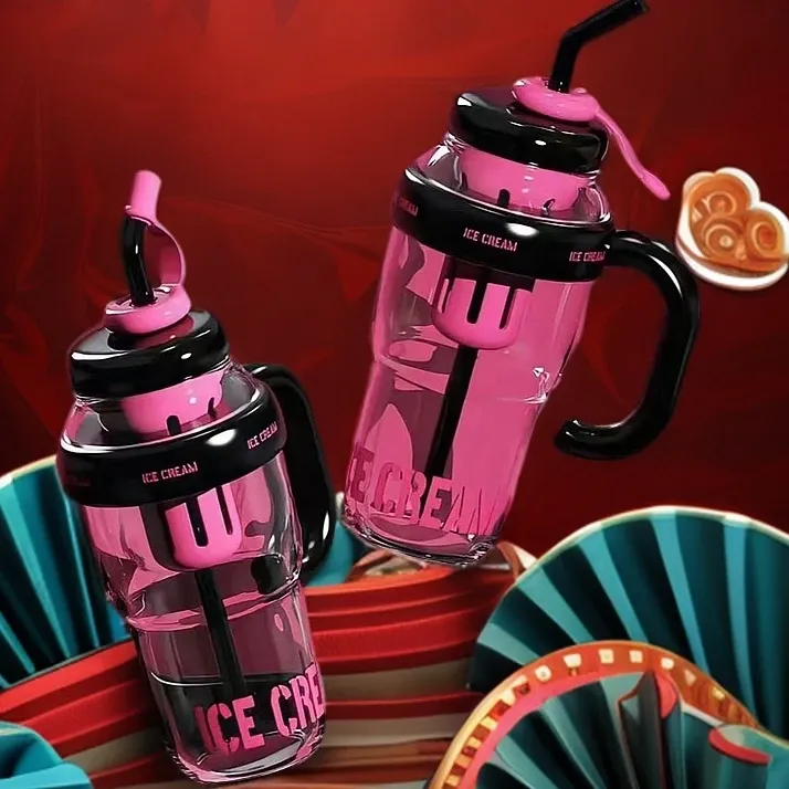 带茶隔吸管茶水分离杯家用吸管杯便携肚肚杯健身耐摔大容量水杯子