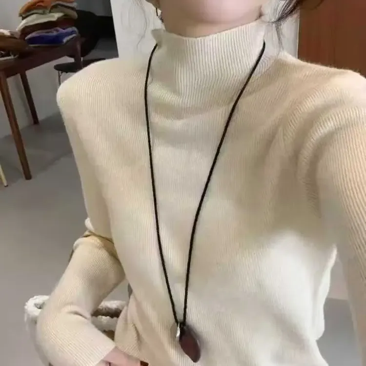 常规款长袖女修身型针织毛针织衫衫毛衣半高领