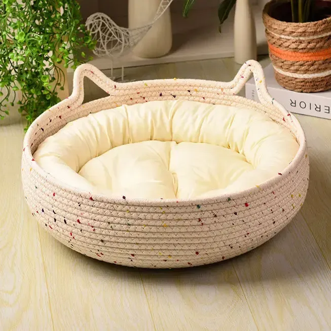 猫窝夏季夏天清凉四季通用藤编网红猫抓窝猫舍猫房子宠物窝猫咪窝