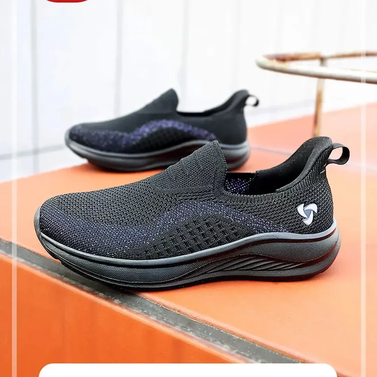 拓步森M666乌拉草闪穿按摩女鞋免系鞋带新款网面透气时尚休闲鞋