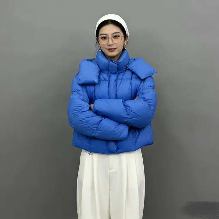 潮小妞明星同款泡芙龟背款连帽短款白鸭绒冬季保暖百搭显瘦90绒