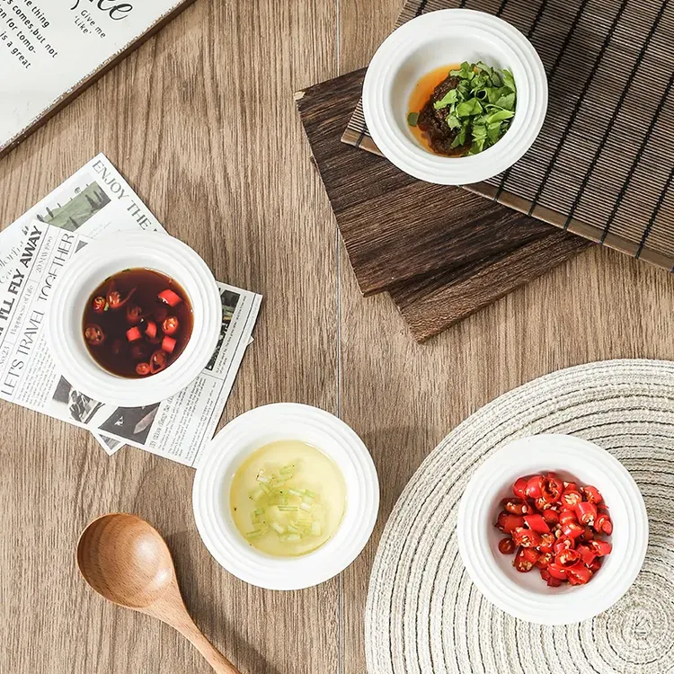【四】北欧ins风高温釉下彩草帽蘸料烧烤调味菜菜盘子家用陶瓷味碟