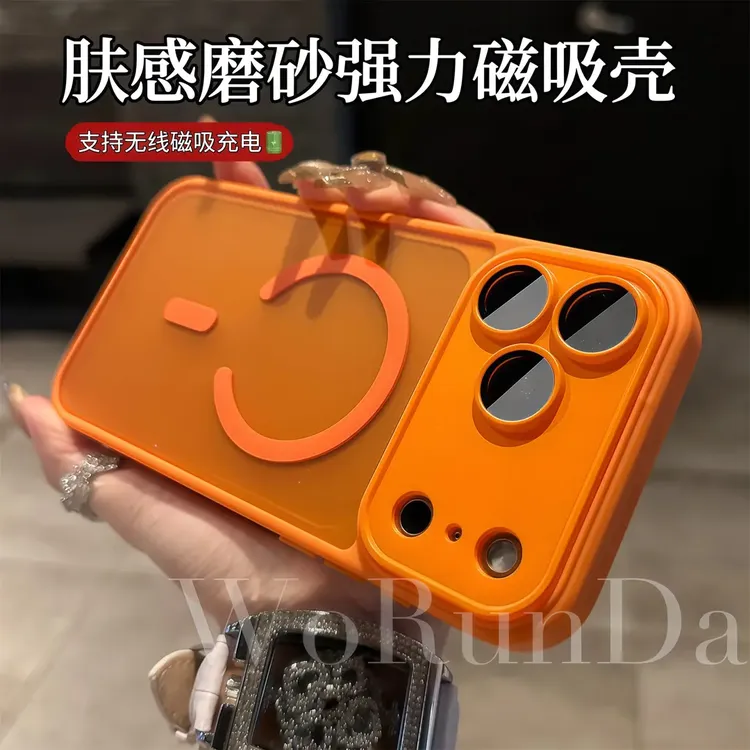 适用苹果17Promax肤感磨砂磁吸手机壳iPhone16/15/14带镜头膜
