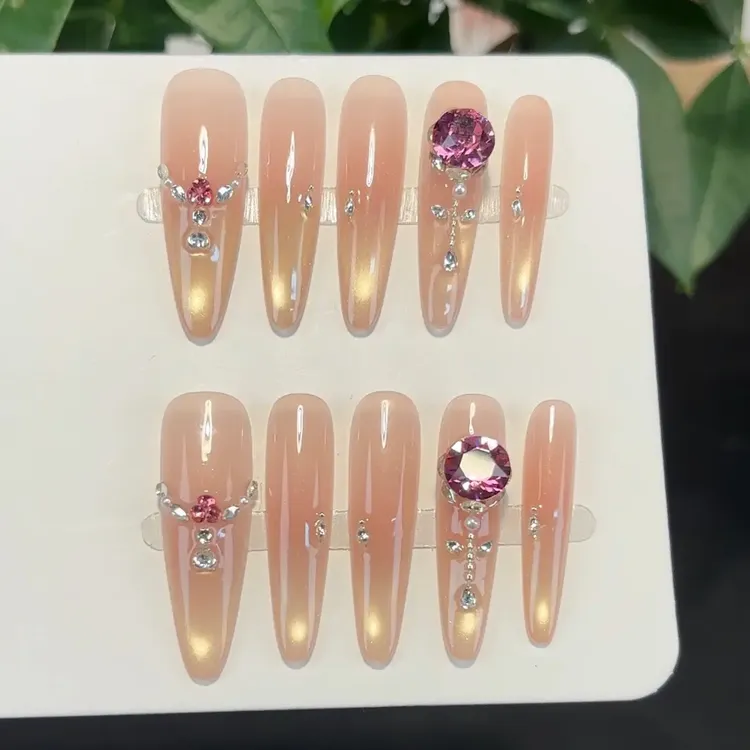 078新款定制款华子爆闪玻璃珠渐变猫眼显白高级感穿戴甲