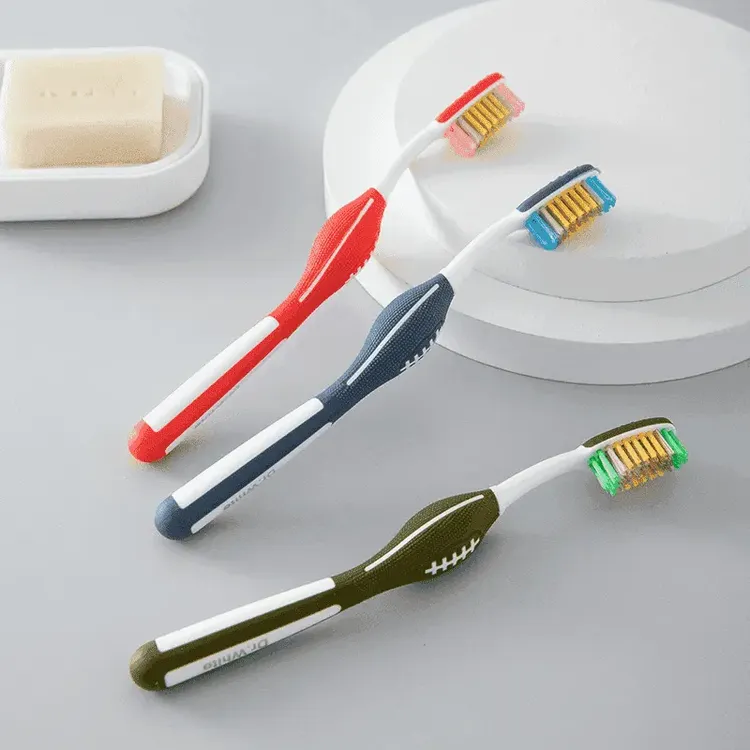 中硬毛牙刷宽头高档家庭装浴室情侣家用成人轻奢中软毛牙刷便携