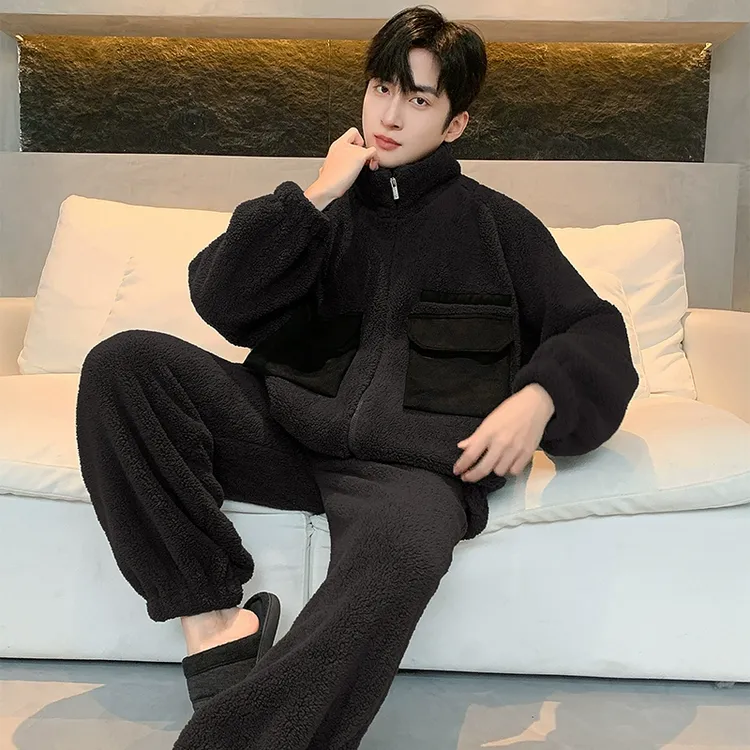 睡衣男士冬季加厚加绒珊瑚绒秋冬款男款2025新款奢华男家居服套装