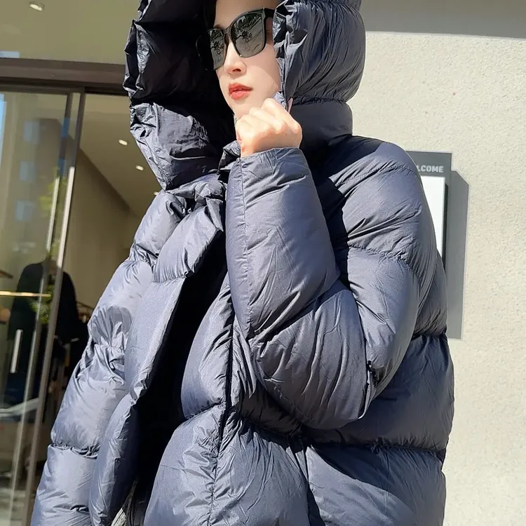 深圳2025冬季新款90白鹅绒时尚简约连帽宽松显瘦保暖短款羽绒服