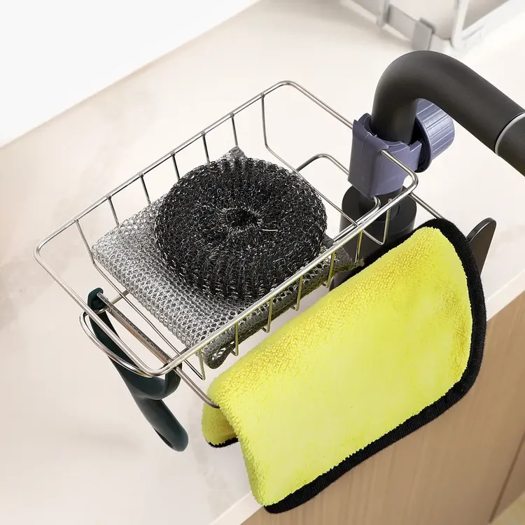 水龙头置物架材质可调节可沥水镂空设计抹布架洗碗布壁挂厨房收纳