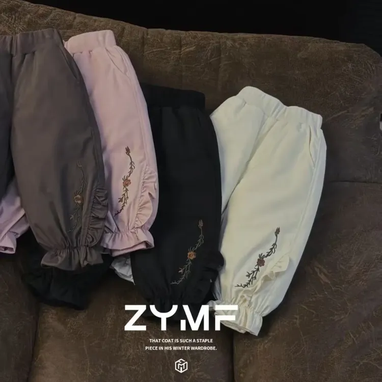 春秋新款女童宽松刺绣休闲长裤时尚百搭