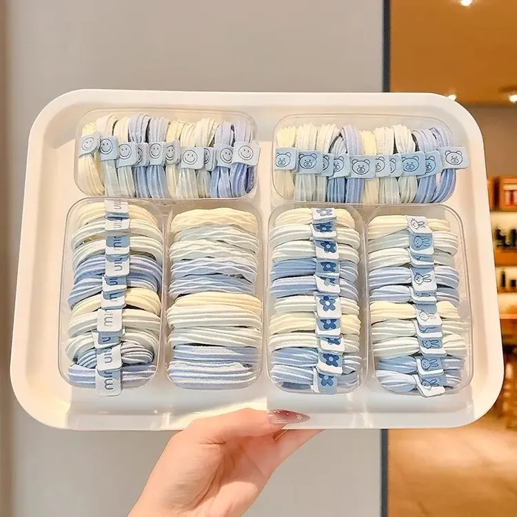 海盐蓝发绳发圈女高弹力耐用无缝头绳高级感扎头皮筋少女可爱头饰