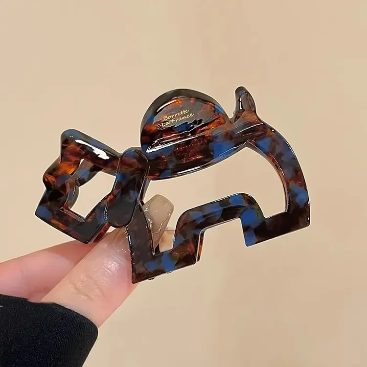 醋酸镂空上班族小狗抓夹女新款鲨鱼夹发夹后脑勺盘发夹子发饰