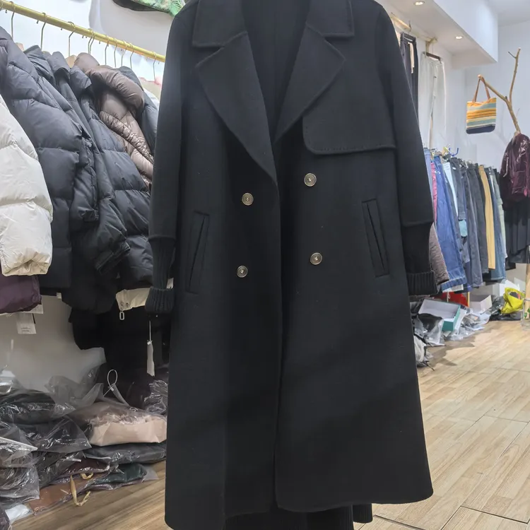 冬季时尚双面呢大衣长款韩版宽松高端气质毛呢外套女