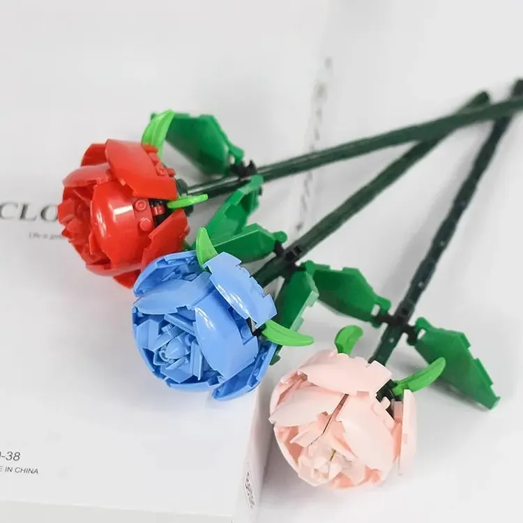 【甜星】玫瑰花拼装积木花束DIY生日礼物不贵高级浪漫积木用品