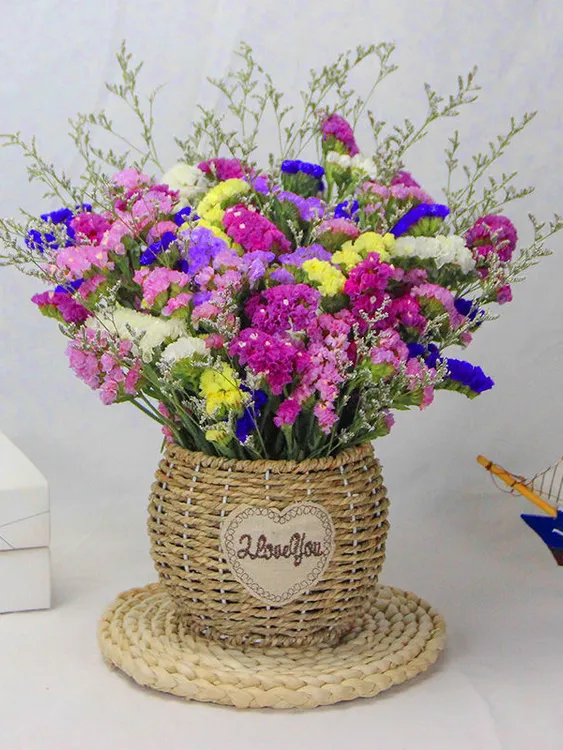 【送花篮】云南干花花束勿忘我干花真花鲜花花卉客厅装饰品摆件插花