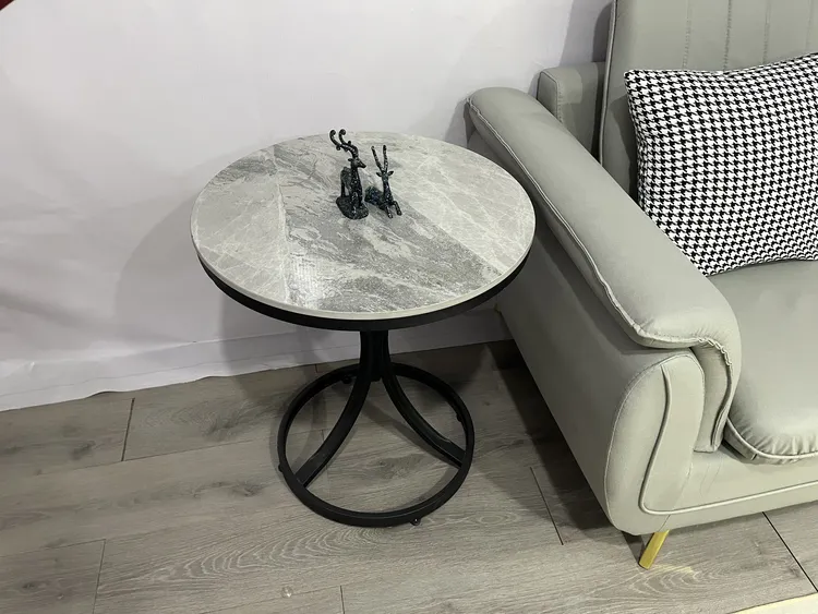 轻奢小边几岩板小茶几客厅沙发家用床头角几可移动阳台小圆边几