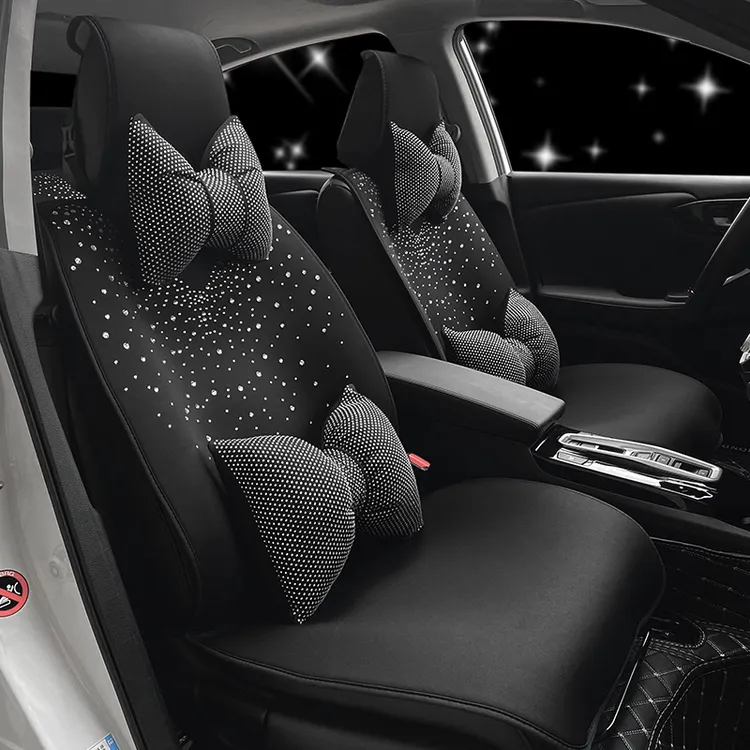 黑色汽车坐垫四季通用满天星高级布艺女神半包简约马鞍座椅套
