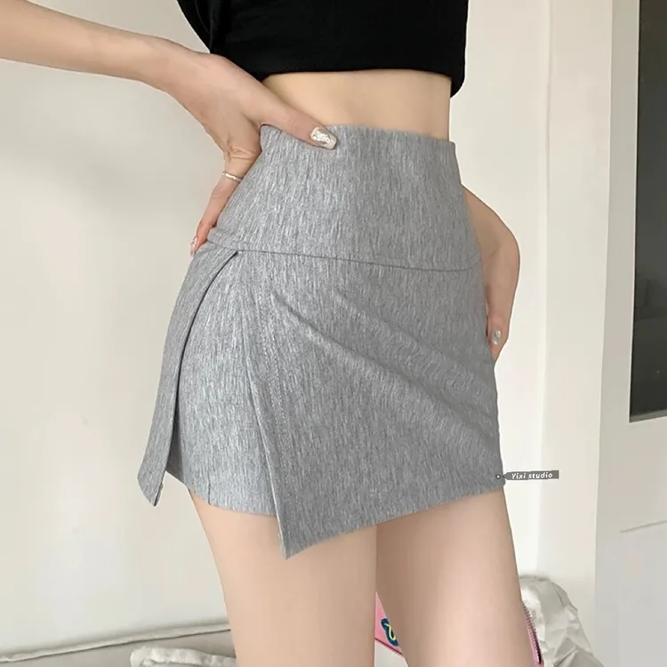 设计感辣妹时尚百搭侧开叉高腰显瘦半身裙裤防走光短裙裤女夏