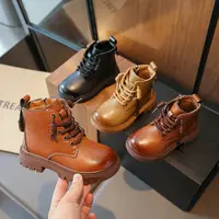男女童韩版马丁靴儿童复古皮靴秋冬新款耐磨大黄靴中大童皮鞋595