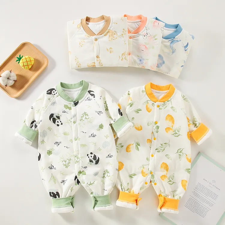 婴幼儿40g薄棉连体衣新生婴儿夹棉宝宝薄棉秋冬加厚睡衣儿童衣服