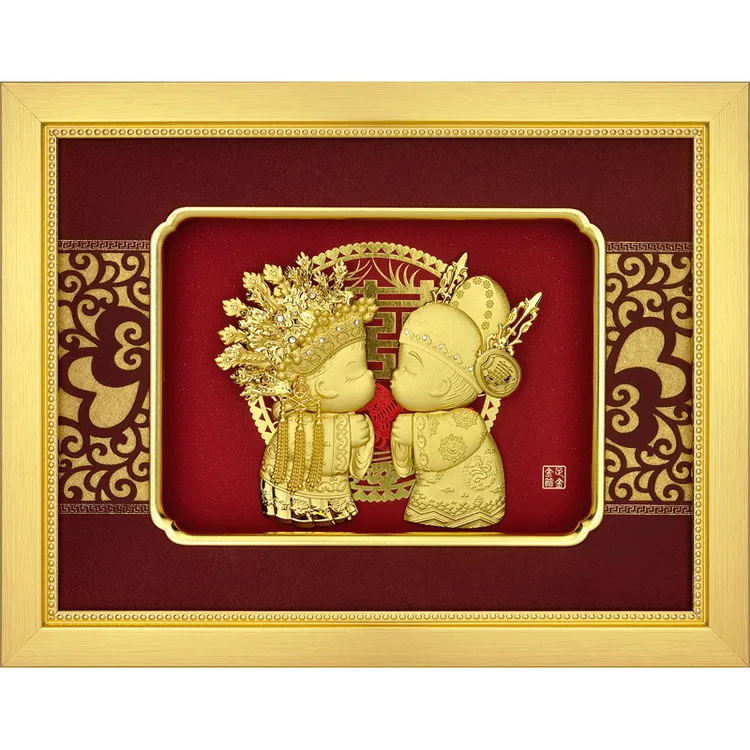 足金金箔新婚娃娃结婚礼物送新人新娘姐姐闺蜜高档实用大气的摆件