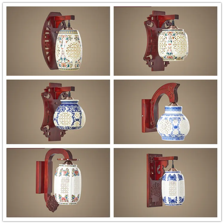 中国风古典卧室床头灯中式仿古风格客厅背景墙实木壁灯木艺过道灯