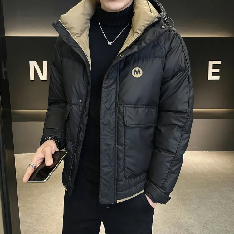 勒灵伊赫羽绒服男士秋冬季装连帽轻薄短款潮牌爆款休闲加厚外套