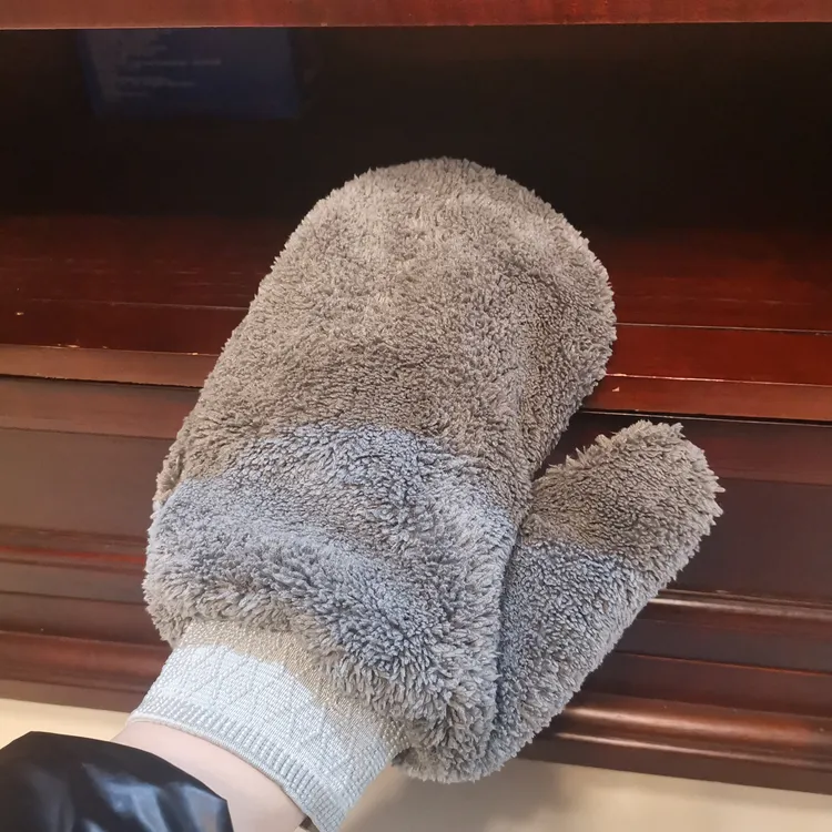 红木家具专用打蜡抛光手皮沙发专用除尘手套灰色加绒加厚双面抹布